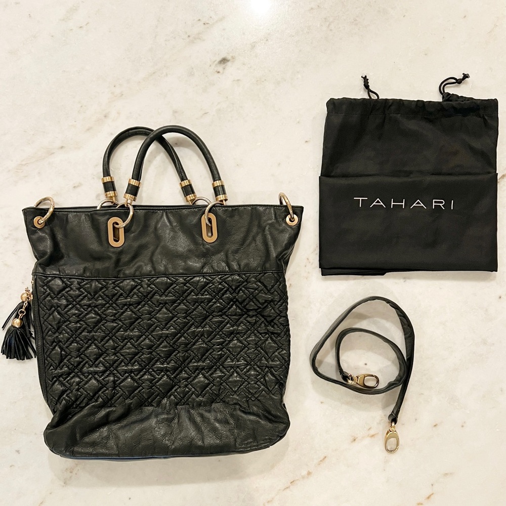 Tahari crossbody black leather bag. GUC